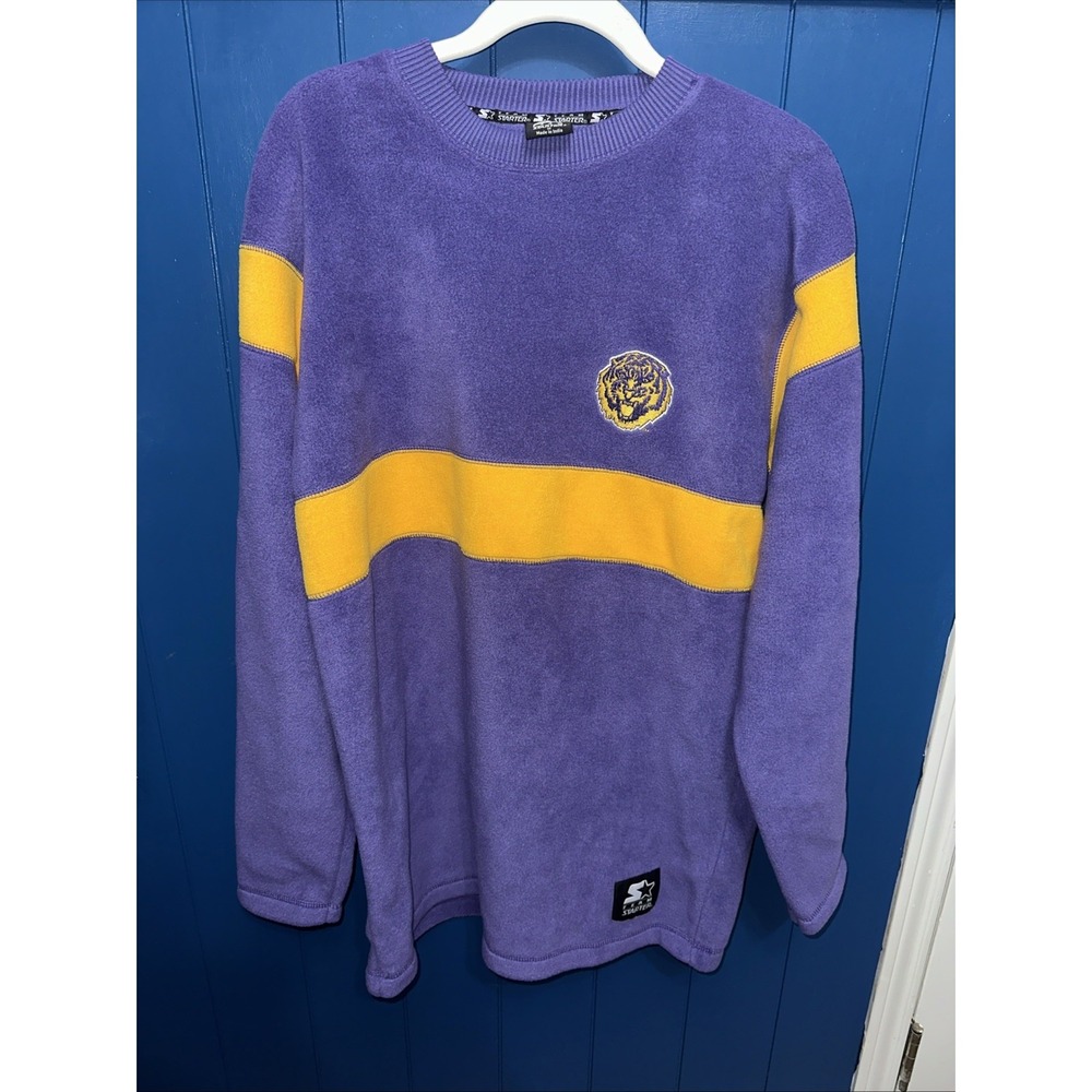 Vintage Team Starter LSU Tigers Fleece Pullover‎ College Retro Sz M
